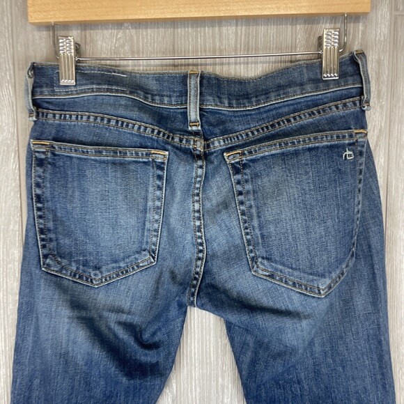 RAG & BONE Torn Knees Distressed Tomboy Skinny Jeans Low Rise Womens Sz 25 - Picture 6 of 9